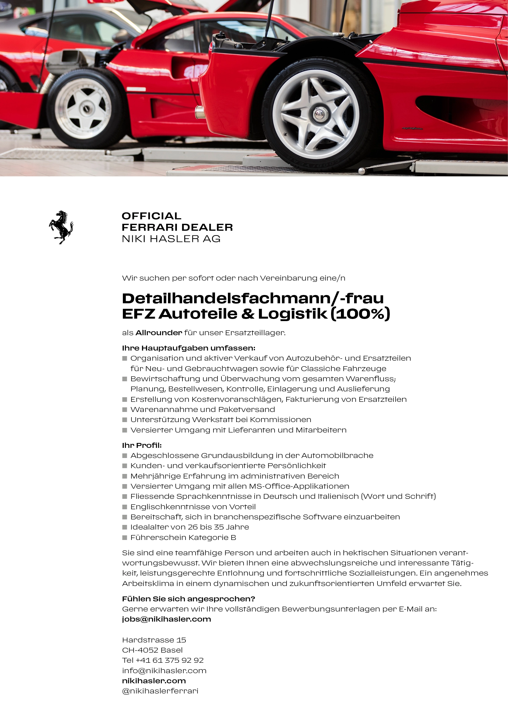  Detailhandelsfachmann/-frau EFZ Autoteile & Logistik (100 %)
